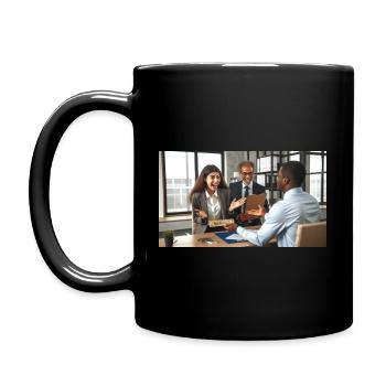 Rise to the Next Level: Job Promotion Illustrated - Full Colour Mug - black - Left