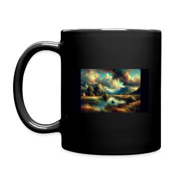 "Fiery Chaos Unleashed: A Turbulent Battle of - Full Colour Mug - black - Left