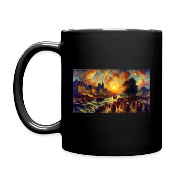 "Fiery Passion Ignites the Canvas" - Full Colour Mug - black - Left