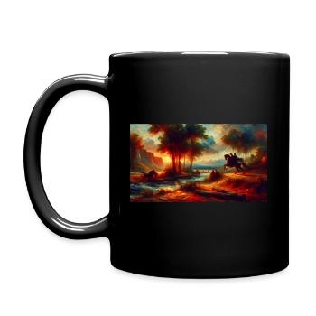 "Passion Unleashed: A Fiery Dance of Colors" - Full Colour Mug - black - Left