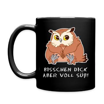 Bisschen dick aber voll süß! - Tasse einfarbig - Schwarz - Links