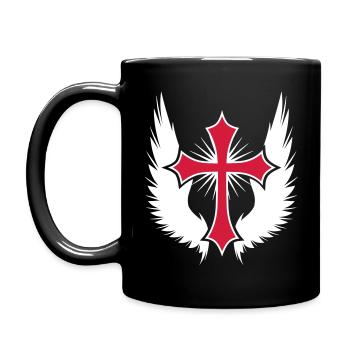 11 Gothic Kreuz Flügel - Tasse einfarbig - Schwarz - Links