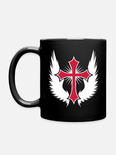 11 Gothic Cross Wings - Full Colour Mug - black