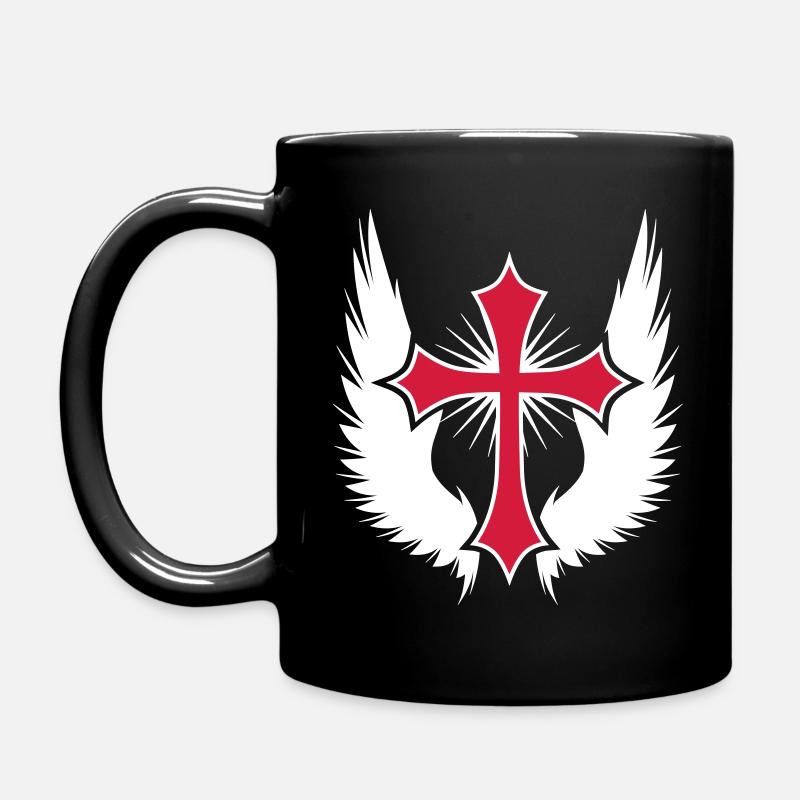 11 Gothic Cross Wings - Full Colour Mug - black