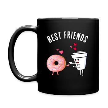 Best Friends Donut & Coffee Friends - Saint Valentin - Mug uni - noir - Gauche