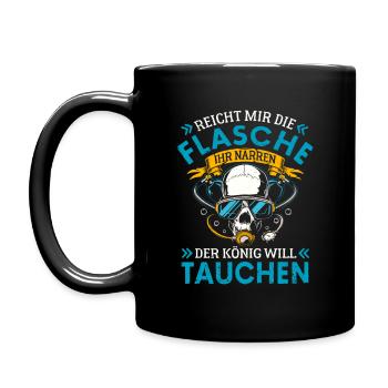 REICHT MIR DIE FLASCHE KÖNIG WILL TAUCHEN TAUCHER - Tasse einfarbig - Schwarz - Links