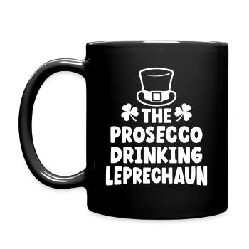 Der Prosecco trinkende Kobold - Tasse einfarbig - Schwarz - Links