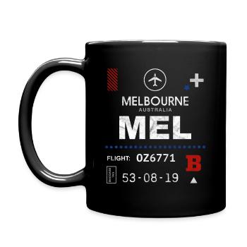 Melbourne airport tag - Full Colour Mug - black - Left