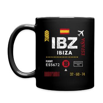 Etikett des Flughafens Ibiza - Tasse einfarbig - Schwarz - Links