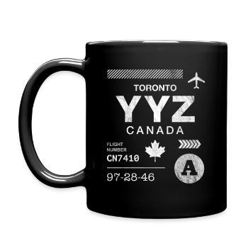 Etikett des Flughafens Toronto - Tasse einfarbig - Schwarz - Links