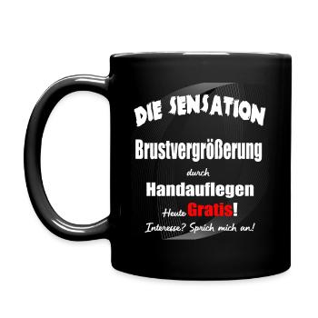 Brustvergrößerung durch Handauflegen - Tasse einfarbig - Schwarz - Links