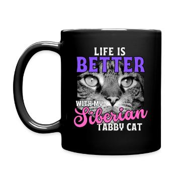 La vie est plus belle avec un chat sibérien - Mug uni - noir - Gauche