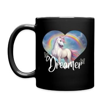 Dreamer - Unicorn - Full Colour Mug - black - Left