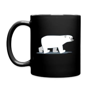 Walking Cartoon Polar Bear - Cheerful Madness!! - Full Colour Mug - black - Left