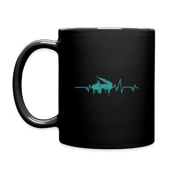 GRAND PIANO PIANO HEARTBEAT PIANO GIFT - Full Colour Mug - black - Left