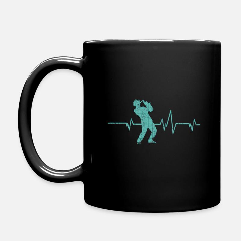 SAXOPHON MUSIKER JAZZ MUSIK HERZSCHLAG GESCHENK - Tasse einfarbig - Schwarz