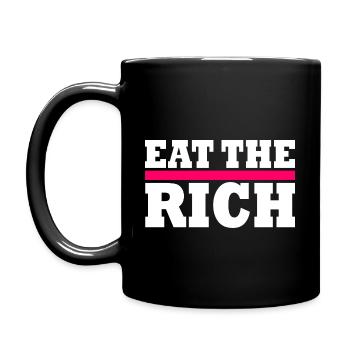 Eat the rich - Tasse einfarbig - Schwarz - Links