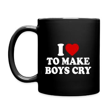 I love to make boys cry - Tasse einfarbig - Schwarz - Links