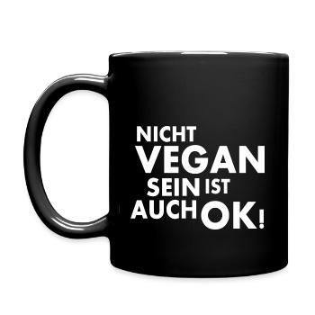 Nicht vegan sein ist auch ok - Tasse einfarbig - Schwarz - Links