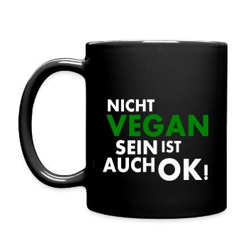 Nicht vegan sein ist auch ok - Tasse einfarbig - Schwarz - Links