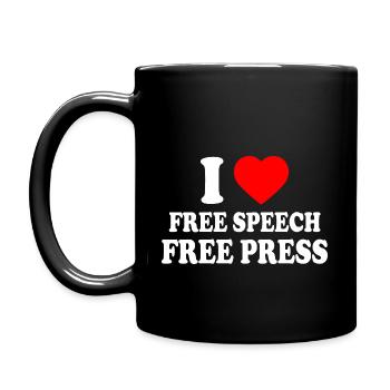 i love free speech free press - Mug uni - noir - Gauche