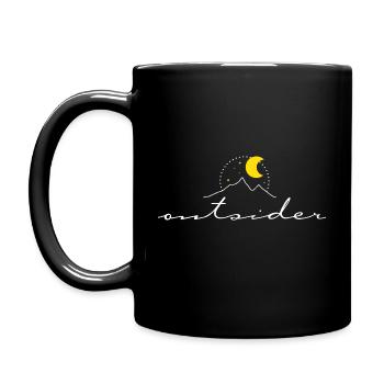 Outsider – minimalist design mountains moon boho - Full Colour Mug - black - Left