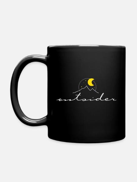 Outsider – design minimaliste montagnes lune boho - Mug uni - noir