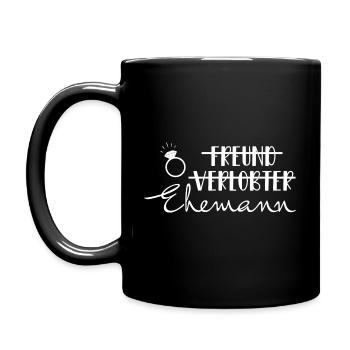 Ehemann | Verlobung Hochzeitsparty Geschenk JGA - Tasse einfarbig - Schwarz - Links