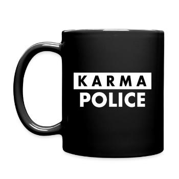 Karma police - Tasse einfarbig - Schwarz - Links