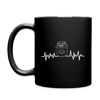 Heartbeat line Herzschlag Herzfrequenz - Tasse einfarbig - Schwarz - Links