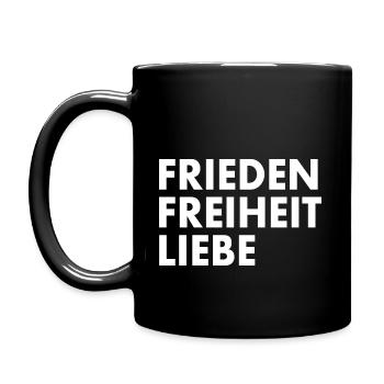 Frieden freiheit liebe - Tasse einfarbig - Schwarz - Links