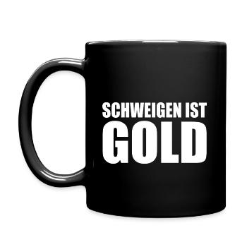 schweigen ist gold - Tasse einfarbig - Schwarz - Links