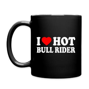 I love hot bull rider - Mug uni - noir - Gauche