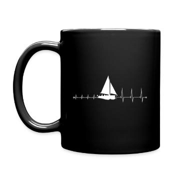 Segeln T-Shirt - Tasse einfarbig - Schwarz - Links