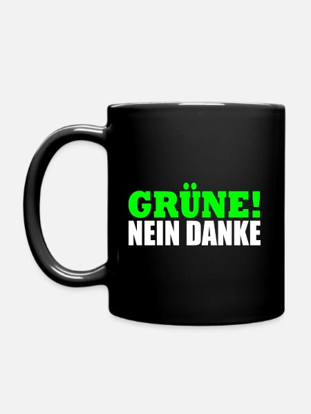 Grüne Nein Danke - Tasse einfarbig - Schwarz