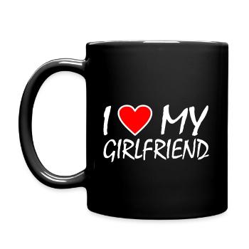 I love my girlfriend - Tasse einfarbig - Schwarz - Links