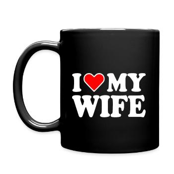 I love my wife - Tasse einfarbig - Schwarz - Links