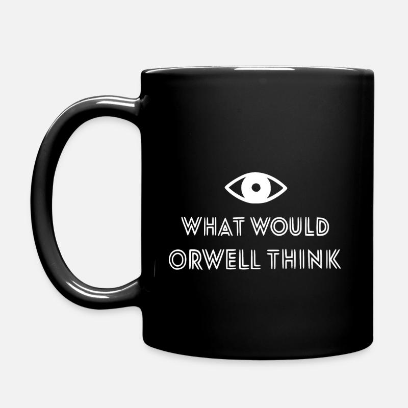 what would orwell think - Full Colour Mug - black