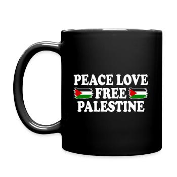 Peace love Free palestine - Full Colour Mug - black - Left