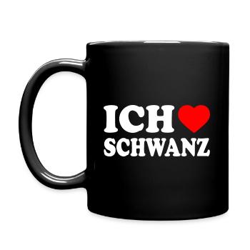 Ich liebe schwanz - Tasse einfarbig - Schwarz - Links