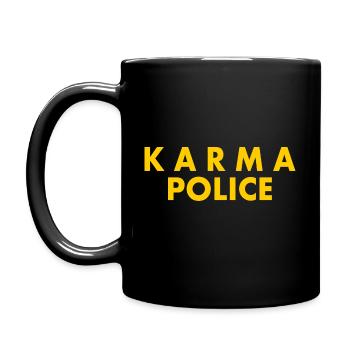 Karma police - Tasse einfarbig - Schwarz - Links