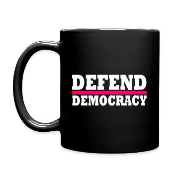 Defend democracy - Tasse einfarbig - Schwarz - Links