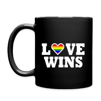 Love wins - Tasse einfarbig - Schwarz - Links