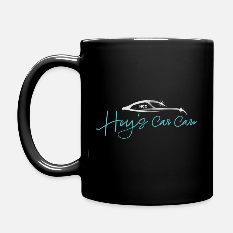 loose, cool font in turquoise with car - Full Colour Mug - black