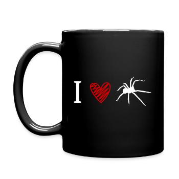 Spinne Tier Ich liebe Spinnen Tarantel - Tasse einfarbig - Schwarz - Links