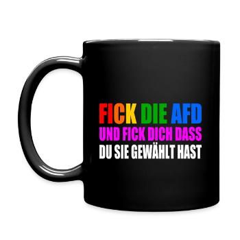 FCK AFD - Gegen Rechts - Tasse einfarbig - Schwarz - Links