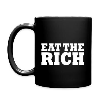 Eat the rich - Tasse einfarbig - Schwarz - Links