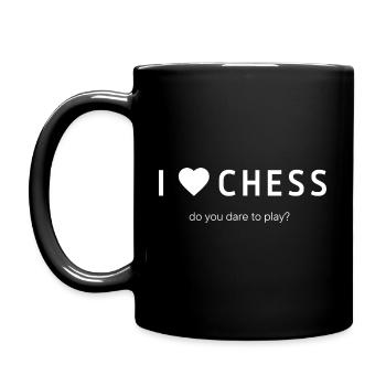 I LOVE CHESS. Do you dare to play? - Full Colour Mug - black - Left