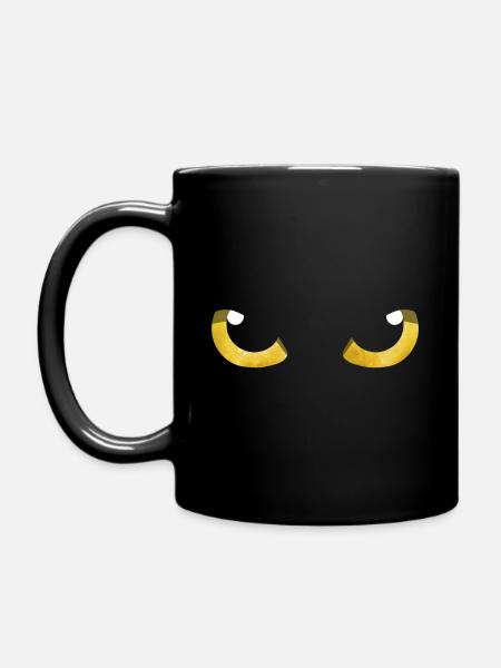 Katzenaugen Gelb - Tasse einfarbig - Schwarz