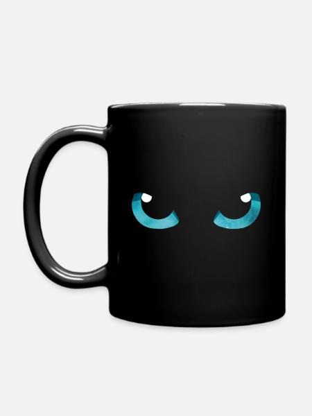 Katzenaugen Blau - Tasse einfarbig - Schwarz
